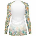 PREMIUM WOMEN'S WATERCOLOR REEF AND MEGALODON RASH GUARD - FREE SHIPPING