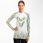PREMIUM WOMEN'S WATERCOLOR REEF AND MEGALODON RASH GUARD - FREE SHIPPING