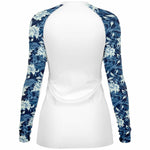 PREMIUM WOMEN'S BLUE FLORAL MEGALODON RASH GUARD - FREE SHIPPING