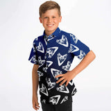 Boy's Hawaiian Megaldon Button Shirt - Blue - FREE SHIPPING
