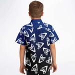 Boy's Hawaiian Megaldon Button Shirt - Blue - FREE SHIPPING
