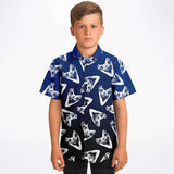 Boy's Hawaiian Megaldon Button Shirt - Blue - FREE SHIPPING